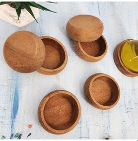 Resim 6 Adet Çerezlik Ahşap Doğal Çerezlik Yuvarlak Sunum Kase Gürgen 
