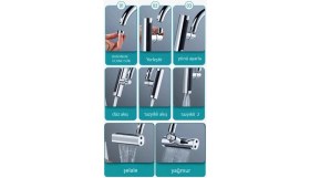 Resim MCM Group Krom Tasarruflu Şelale Musluk Başlığı 4 Modlu, Ayarlanabilir, Su Tasarrufu Sağlayan Pratik Başlık ( Lisinya ) 