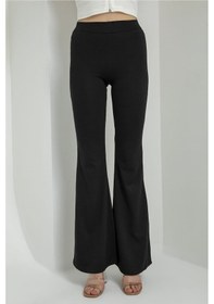 Resim Kadın Siyah Ispanyol Paça Likralı Tayt Incy003-01 SiYAH 