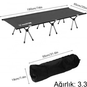 Resim Madfox Avanger Katlanır Kamp Yatağı Kampet Siyah Siyah 