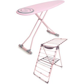 Resim Perilla Premium Ütü Masası İronika Kalın Borulu Kurutmalık Set Pembe Pembe 