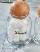Resim FBZhome Cam Dekoratif Top Kapaklı Pamuk Organizeri 300 ml 