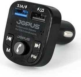 Resim Jopus FM Transmitter Bluetooth Araç Kiti – Oto MP3 Çalar, Çakmaklık Şarj Aleti, Oto Radyo Müzik Kiti Stand 