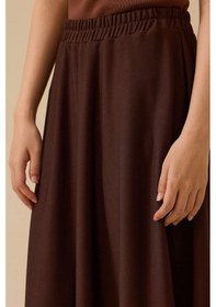 Resim Seçil Kadın Elastik Bel Kloş Etek 1011 Kahverengi Kahverengi 