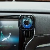 Resim YAIAWISU Taşınabilir Araba Fanı, USB Güç Kaynağı, Gradyan Renkli Ortam Işığı, Ön ve Arka Egzoz Bantları için Evrensel Uyum, Çalışma Gerilimi ≤36V, Pil Gerektirmez RV Isıtmalı 