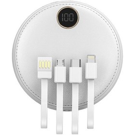 Resim Led Dijital Ekran Küçük Yuvarlak Paket Şarj Hazinesi, Güç Bankası, 10000/20000 Mililitre Dahil 20000 Mah Beyaz 