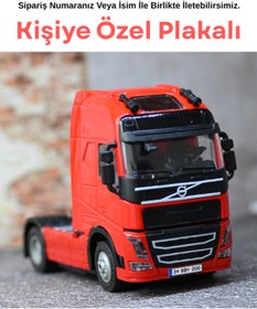 Resim bebeym Volvo Metal Oyuncak Tır - Işıklı ve Sesli Kişiye Özel Plakalı - Kırmızı 