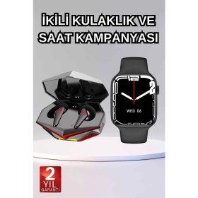 Resim MidasTech Ikili Set Dev Kampanya Ucuz Kulaklık Ucuz Akıllı Saat Gürültü Önleyici Uzun Pil Ömrü Midia 