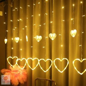 Resim Technojet Kalp Perde LED Işık Animasyonlu Eklenebilir Fişli 