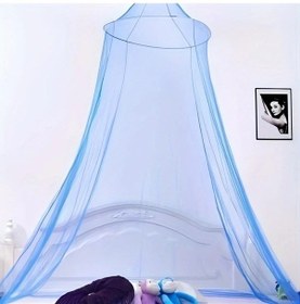 Resim Awesomestore Mavi Yarı Boy Polyester Yatak Tülü, Fermuarlı Böcek Önleyici Cibinlik 