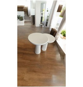 Resim Wood Wooden Ahşap 2'li Set Fitilli Mantar Yan Sehpa Modern Beyaz Renk Fiskos Beyaz 