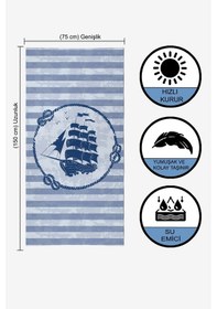 Resim Gemi Desen Dijital Baskılı 75x150 Cm Plaj Havlusu 