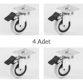Resim ARON Hts353 Teker Mobilya Büro Masa Sehpa Ofis Tekeri Döner Tablalı Frenli 75*25mm Tekerlek (4'LÜ SET) 