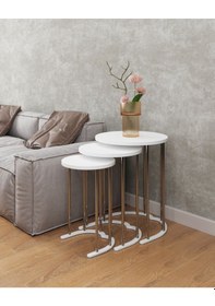 Resim Makbulce Yıldız 3 Lü Zigon Sehpa Mdf Beyaz 