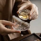 Resim 4 Adet Japon Tarzı Cam Çay Bardağı Tutucu Çay Altlığı Japon Tarzı Cam Buzul Yaprak Şeffaf Çay Bardağı Tutucu Çay Altlığı Isı Yalıtım Matı 