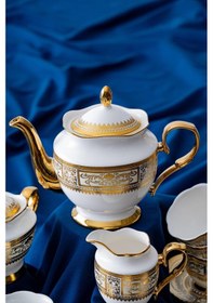 Resim Acar Anjelica 6 Kişilik 17 Parça Çay Seti Beyaz - Altın 