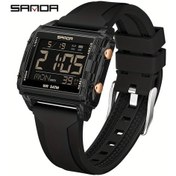 Resim Sunshine022 Sanda Erkek Spor Digital Led Işıklı Su Geçirmez Kronograf Plastik Kasa Siyah Rose Gold Diğer 