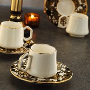 Resim Sandro Moreno 1453 Burçlar Geometrik Gold 12 Parça 6 Kişilik Kahve Fincan Takımı 90 ml 