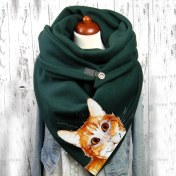 Resim Chaoduo Shop P Stili Evrensel Sonbahar Kış Sıcak Rüzgar Geçirmez Kedi Baskılar Çift Katmanlı Toka Eşarp Yeni Tasarımcı Kadın Modası Bufanda (Yurt Dışından) 