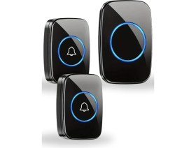 Resim PremiumPort Kablosuz Kapı Zili 2 Buton 1 Alıcı LED Işıklı Tak ve Çalıştır Menzil 300M 