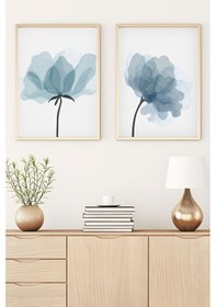 Resim Huhuli Ahşap Çerçeveli Soyut 2 Li Tablo 