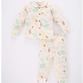 Resim Defacto Kız Bebek Safari Baskılı Uzun Kollu Premium 2li Pijama Takımı A9371a523auer233 
