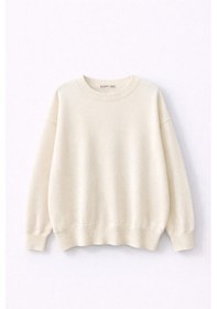 Resim Mixray 7021 Kadın Bisiklet Yaka Oversize Basic Premium Triko Kazak Naturel Çok Renkli 