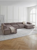 Resim S Home Design Concept Frida 5 Modül Pofidik Modüler Kanepe Xl Köşe Koltuk Takımı Sol Köşe, Fitilli Sütlü Kahve 370 Cm 