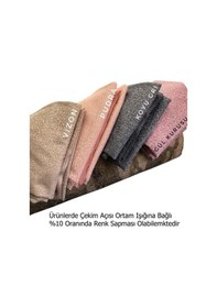 Resim Fon Perde Tül Fon Kum Desen Örme Kumaş 2 Adet 90 Cm Pileli-1 E 3 Pile Sıklığı (Sık Pile) 