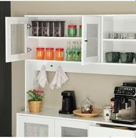 Resim Grano Kahve Köşesi Çok Amaçlı Kiler Dolabı, 140 Cm, Parlak Beyaz 