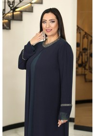 Resim Raika Moda Sultan Büyük Beden Tesettür Abiye Lacivert 