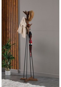 Resim Ayaklı Elbise Askısı Portmanto Askılık Ceviz Rengi Diğer 