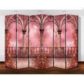 Resim Dekobul Güvercinler 6 Kanat Tekerlekli Kanvas Paravan 