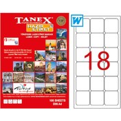 Resim Tanex Lazer Etiket Tw-2018 63.5 X 46.6 MM 