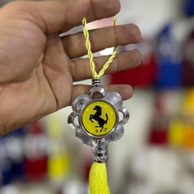 Resim Bigonya Ferrari Sarı Çiçek Tasarımı, Kişisel Tarzınızı Yansıtan Dikiz Aynası Süsleri – Araba Iç Aksesuarı 