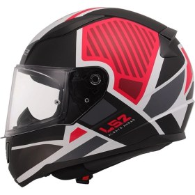 Resim Ls2 Rapıd 2 Grıd Kapalı Kask Mat Siyah - Beyaz - Kırmızı 