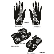 Resim Airbrush Tattoo Çiçek Model El + Ayak Kına Kalıpları 4'lü 