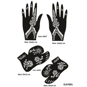 Resim Airbrush Tattoo Çiçek Model El + Ayak Kına Kalıpları 4'lü 