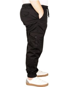 Resim Mode Xl Büyük Beden Erkek Keten Kargo Jogger Valencia 21911 Siyah 001 