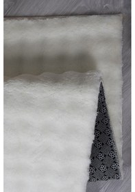 Resim Bubble Oval Yumuşak Peluş Kaymaz Salon Oturma Odası Balkon Halısı Yolluk Krem 