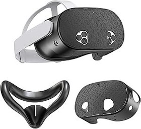 Resim Silicone Cover Set for Meta Quest 3S, VR Protector Shell Cover Compatible with Oculus Quest 3S Accessories, Meta Quest 3s Protective Cover Comfortable Silicone Face Cushion Pad with Lightproof Nose 