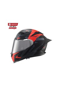 Resim Scoyco FF-871 Gri Camlı Debris Güneş Vizörlü Kapalı Kask Mat Kırmızı - Siyah 
