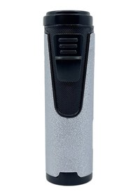 Resim Premium 4 Jet Alevli Pürmüz Puro Çakmağı Dahili Delicili & Hediye Kutulu Gümüş - Siyah Gümüş - Siyah 