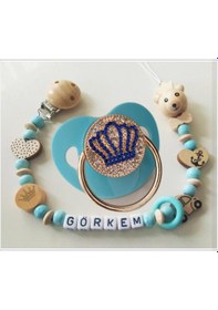 Resim Sahi Aksesuar Isimli Bebek Emzik Zinciri Ve Taşlı Bebek Silikon Emzik Seti 0-6 Ay - Sahi 1451 Çok Renkli 