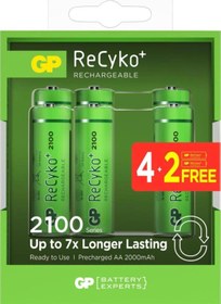 Resim Aa 2000 Mah Pro Şarjlı Kalem Pil Gp210Aahcbr21-2Gvptlb6 (4+2 Li Paket) GP