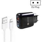 Resim Pd04 Type-c Usb Cep Telefonu Şarj Cihazı, Usb'den 8 Pin Kablolu, Ab Fişli Siyah 