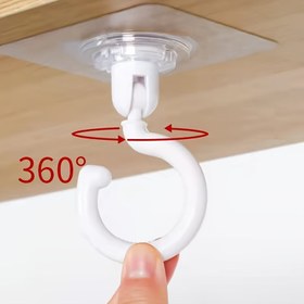 Resim 360 ° Dönen Matkap Gerektirmeyen Tavan Kancası - Asma Bitkiler, Havlular, Ceketler ve Daha Fazlası için Kolay Kurulum Yapışkan Montajı, Beyaz Plastik Tasarım! 