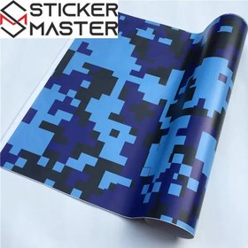 Resim Kamuflaj Kaplama Folyosu | Arctic Snow ve Black Camo Araç ve Laptop Vinili - Mavi Digital / 30X152 CM 