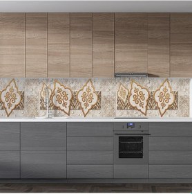 Resim Mutfak Tezgah Arası Folyo Fayans Kaplama Folyosu Kahverengi Desig 