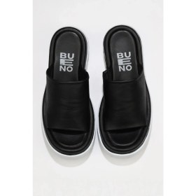 Resim Bueno Shoes Siyah Deri-Beyaz Tb Kadın Düz Terlik 